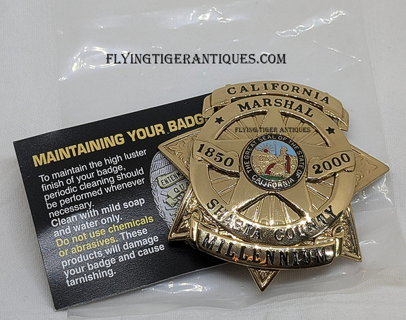 2000 Shasta County California Millenium Commemorative Badge by Entenmann – Rovin in Bag of Issue