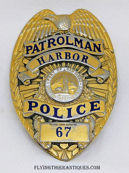 Rare 1960’s – 1970’s Port of San Diego Harbor patrol Badge # 67 by Blackinton