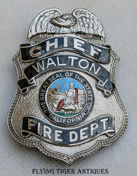 1990 Walton California Fire Chief Badge by Entenmann-Rovin