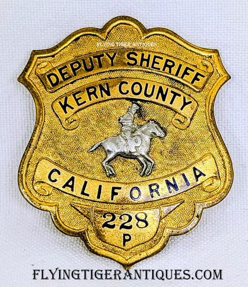 Extremely Rare circa 1940 Kern County California Deputy Sheriff of the Sheriff’s Mounted Posse Badge # 228 P