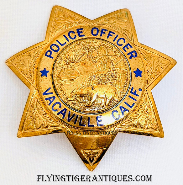 Early 1970’s Vacaville California Police Officer Badge by Entenmann Rovin