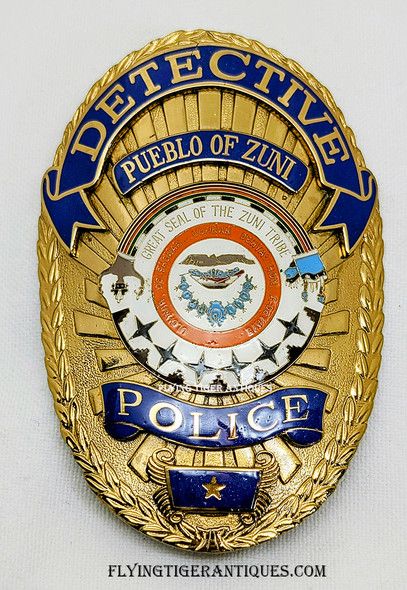Beautiful, LARGE, 1990’s Pueblo of Zuni, New Mexico, Police Detective Badge by April