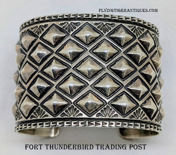 Wonderful Navajo Silver Repose’ Diamonds Cuff Bracelet by Multi Award Winning Artist Sunshine Reeves