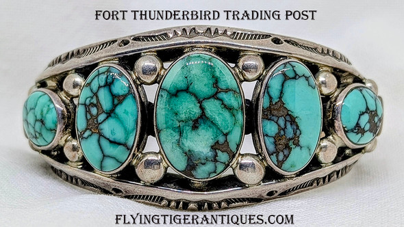 Gorgeous HEAVY 5 Stone Navajo Silver Bracelet by Multi Award Winner Orville Tsinnie