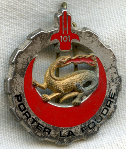 No'ed 1980s French 101st Tank Squadron (516¡ RT 101¡ Escadron Porte Chars) Badge