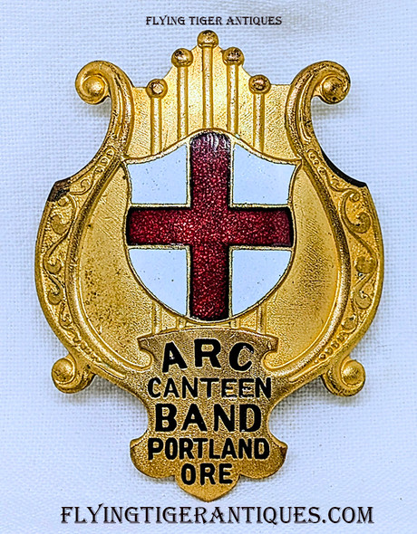 Extremely Rare WWI ARC American Red Cross Canteen Band Portland Oregon Hat Badge