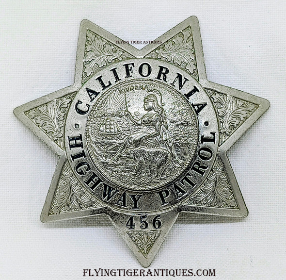 Wonderful & Rare Late 1950’s California Highway Patrol ALUMINUM Salesman Sample Badge Blackinton “HI – LIGHT” # 456