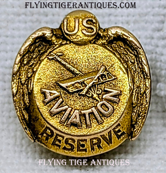 Wonderful circa 1913 - 1914 US Aviation Reserve 14K Gold Member Lapel Pin of Pioneer Aviator Roderick M. Wright