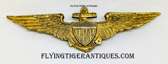 Gorgeous Iconic World War I US Navy Pilot Wing in Gilt Bronze by BB&B Bailey, Banks & Biddle center Mark