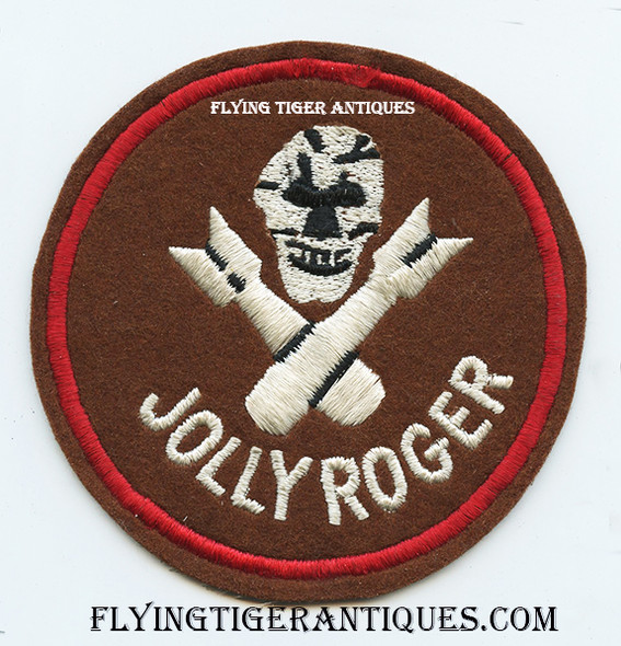Extremely Rare WWII USAAF HQ Squadron 90th Bomb Group 5th Air Force US Made Brown Jolly Roger Jacket Patch