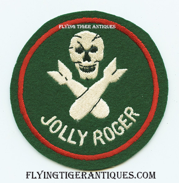 Rare WWII USAAF 321st Bomb Squadron 90th Bomb Group 5th Air Force Australian Made GREEN Jolly Roger Jacket Patch