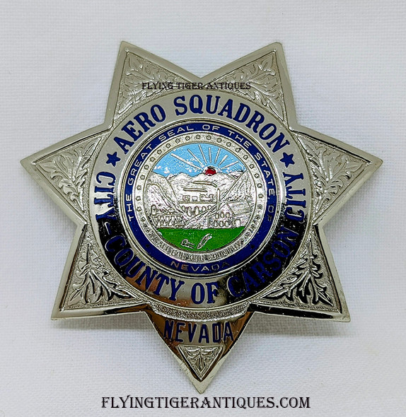 Rare circa 1970’s Carson City & County Aero Squadron Badge by Entenmann-Rovin
