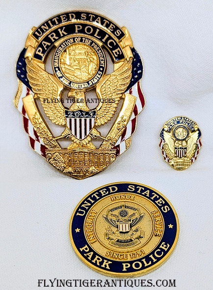 Minty in Box 2013 US Park Police Inauguration of President Obama Badge # 58 by Blackinton with lapel Badge & Challenge Coin