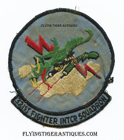 Rare circa 1955 USAF 321st FIS Fighter Interceptor Squadron Jacket Patch with Applied Rocker Duty Worn Removed From Fighter Jacket