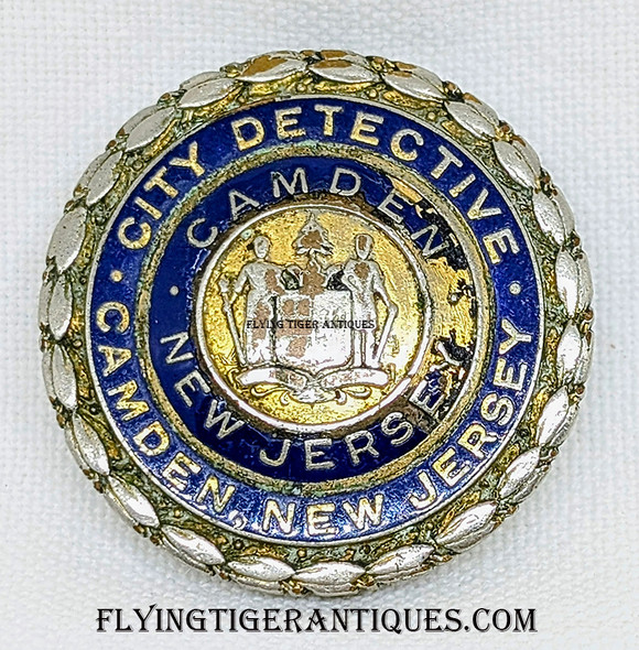 Cool Old 1920’s – 1930’s Camden new Jersey Police City Detective Lapel or Wallet Badge