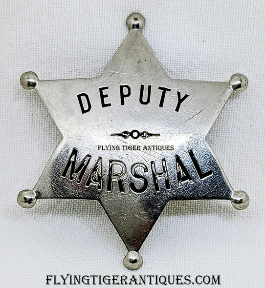 Great Larger Old West Stock Deputy Marshal 6-Point Stamped Ball Tips Badge circa 1890’s