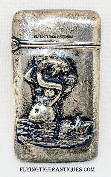Rare Early Vesta Sterling Match Safe with Mermaid Circa 1890’s