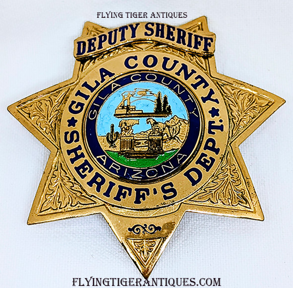 Great circa 1970 Gila County Arizona Deputy Sheriff Badge by Entenmann-Rovin Light Duty wear