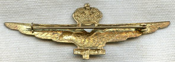 Nicely Detailed Early WWII Italian Air Force Pilot Wing in Stamped Brass