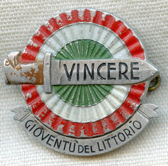 WWII Fascist Youth GIL (Giovent Italiana del Littorio) Victory (Vincere) Tinnie