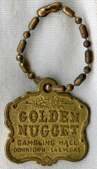 1950s Advertising Key Fob from the Famous Golden Nugget Gambling Hall