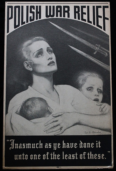 Poignant, Rare, Early WWII Polish War Relief Poster by Artist W. T. Benda