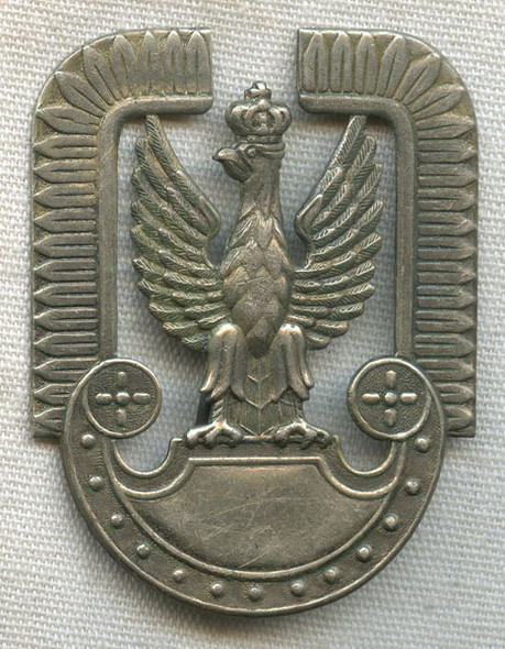 Ca. 1980s Polish Air Force Enlisted Man Hat Badge in Silver-Plated Stamped Nickel