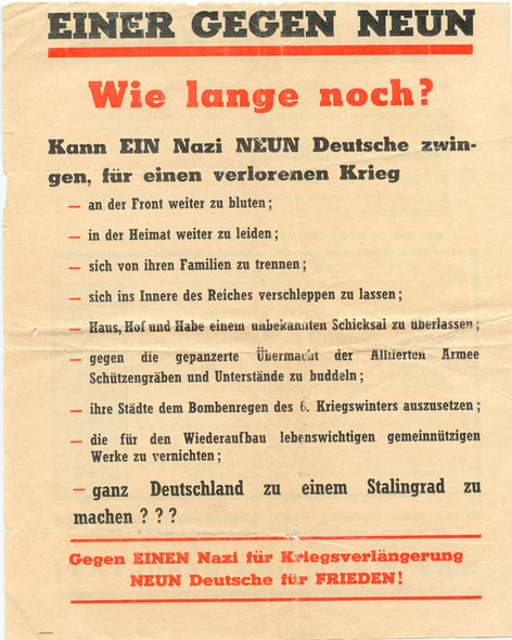 WWII USAAF Propaganda "Einer Gegen Neun" Leaflet Dropped on German Troops
