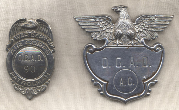 WWII Oklahoma City Air Depot (OCAD) Patrolman Cap and Breast Badge Set (Large)