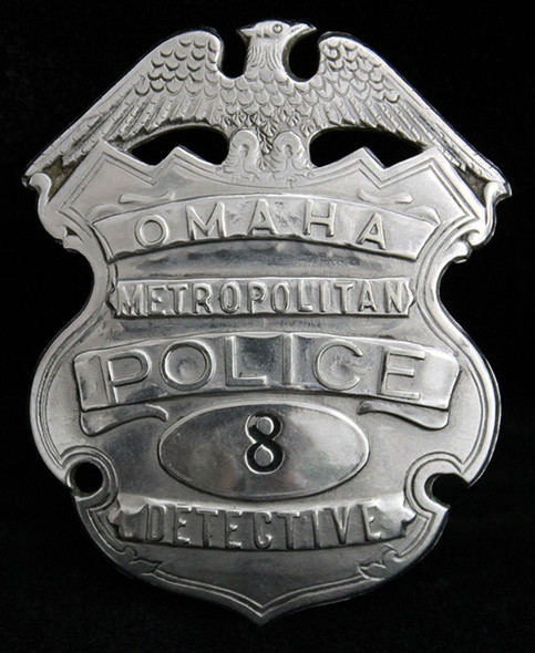 Great circa 1900's - 1910's Omaha, Nebraska Metropolitan Police Detective Badge #8