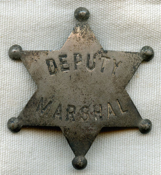 Great Old West ca 1900 "Stock" Deputy Marshal 6 Point Star Badge with Great Patina