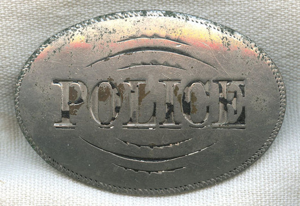 Old Circa 1890s "Stock" Oval Police Badge