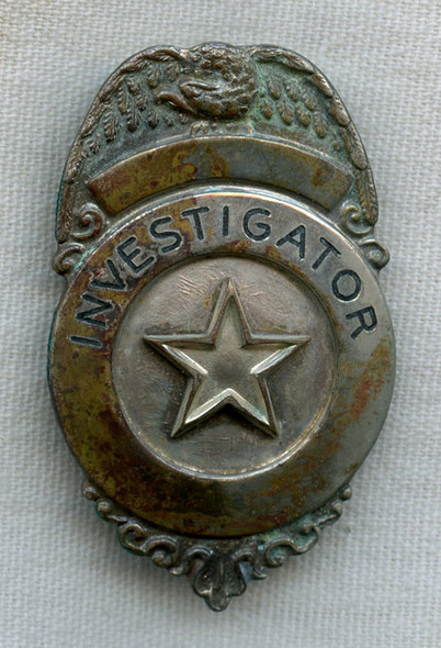 Circa 1910 Private Investigator Badge with Maker's Mark