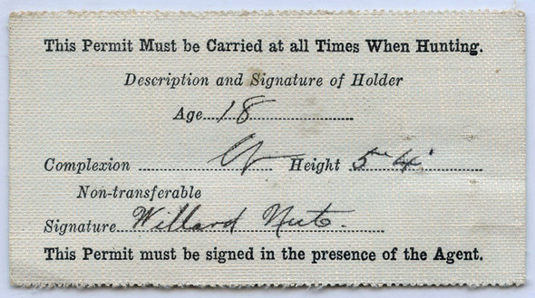 Rare Vintage 1917 State of New Hampshire Hunting Permit