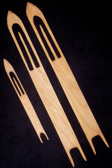 Three Hand-Carved Fishing Net Mending Tools from 1930s Coastal Maine