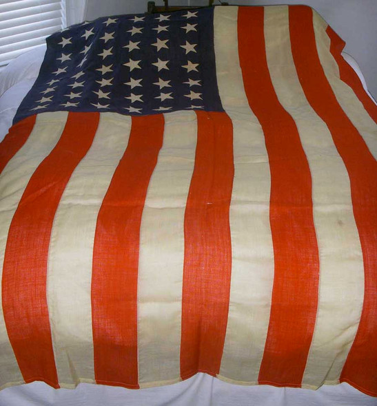 Big, Beautiful WWII Era 48-Star United States Flag in Multi-Piece Wool, Cotton