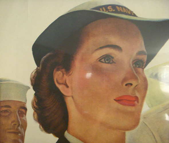 1943 US Navy (USN) WAVES 'On the Same Team' Recruitment Poster