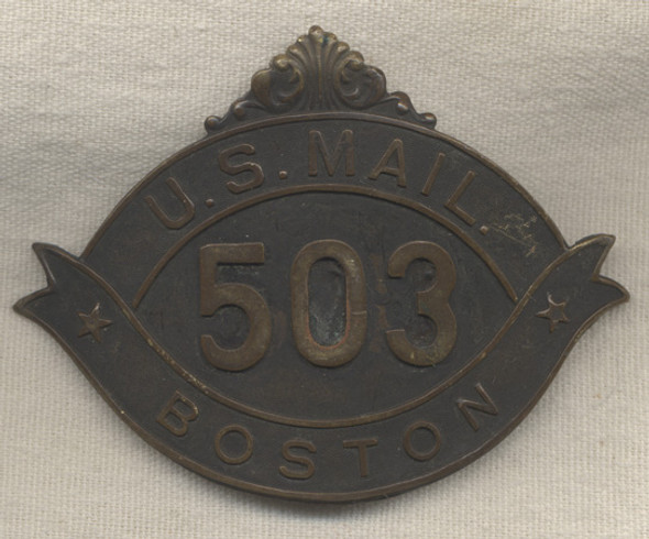 1880s-1890s Boston, Massachusetts Letter Carrier Hat Badge