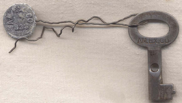 1890s American Express Co. Padlock Key & Lead Seal