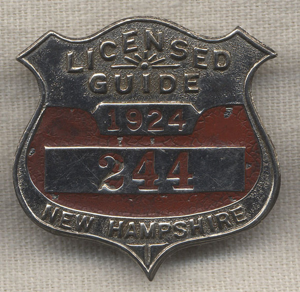 1924 New Hampshire Fish & Game Licensed Guide Badge