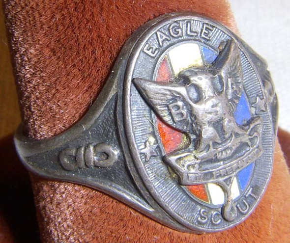 Rare Ca. 1930 Type 1-A Boy Scouts of America (BSA) Eagle Scout Ring in Sterling - First Ever