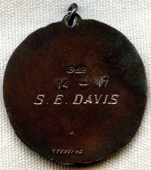 Lovely 1943 Los Angeles Metropolitan Golf Assoc. 3rd Place Medal to S. E. Davis