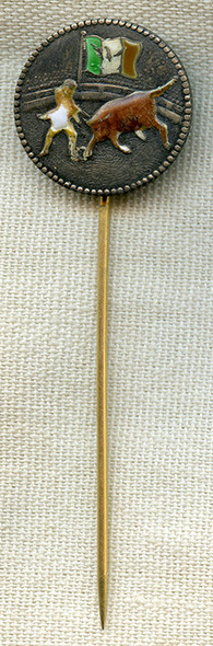 Wonderful Ca. 1900 Enameled Sterling Mexican Bullfighting Stick Pin