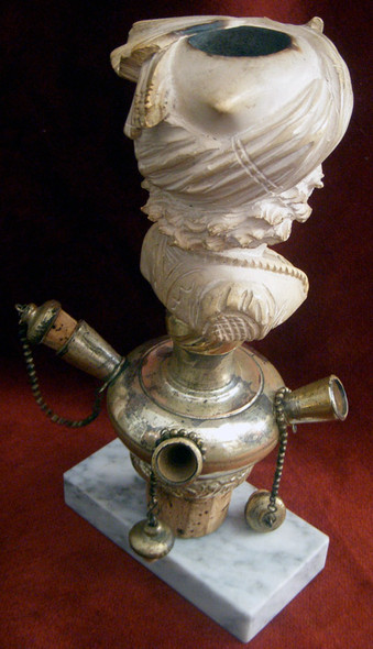 Victorian Era Meerschaum "Sultan's Head" Hookah Pipe Bowl & Hose Ends