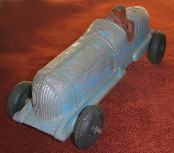Cool Old Late 1940s Hubley Die Cast Race Car #5 with Original Rubber Wheels
