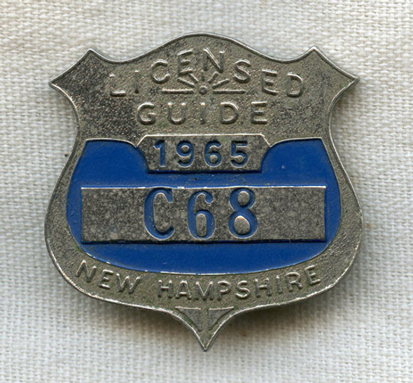 1965 New Hampshire Fish & Game Licensed Guide Badge