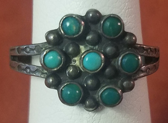 Beautiful 1950's Navajo Turquoise & Silver Ring Beautiful Color & Design