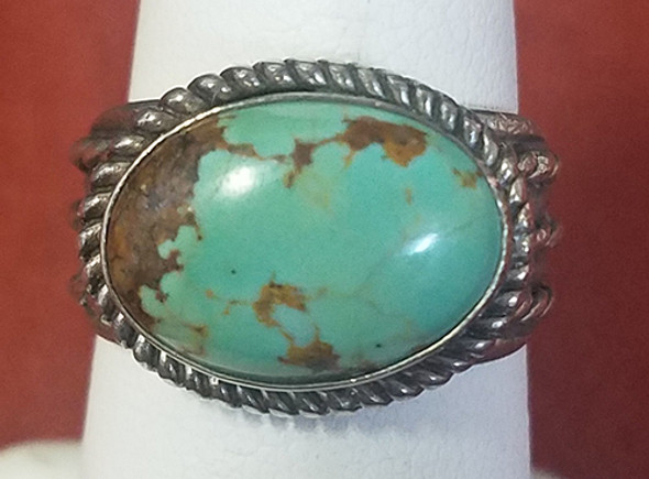 Nice Vintage 1980's-90's Signed Native American Silver & Turquoise Ring