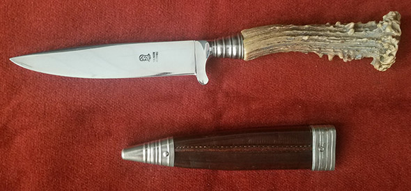 Gorgeous  1930's Bavarian Trachtenmesser Stag Handled Hunting Knife in Excellent Condition