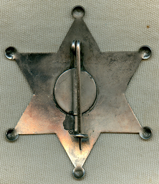 Great 1910s - 1920s Western Style "Stock" Police 6 Point Star Badge